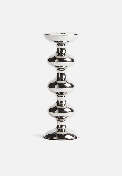 H&M - Tall metal candle holder - silver-coloured