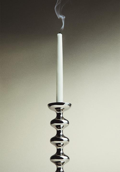 H&M - Tall metal candle holder - silver-coloured