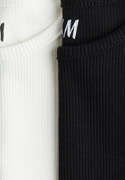 H&M - 2 pack ribbed cotton t-shirts - black/white