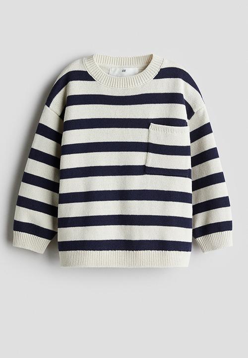 H&M - Cotton jumper - white & navy blue striped 