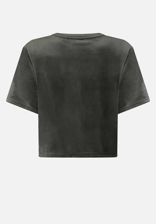 Hunkemoller - Top ss velours pocket - green