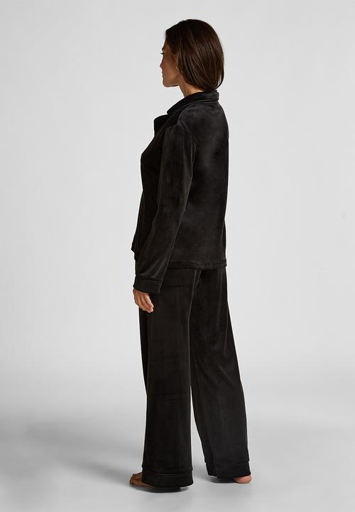 Hunkemoller - Pant velours piping - black