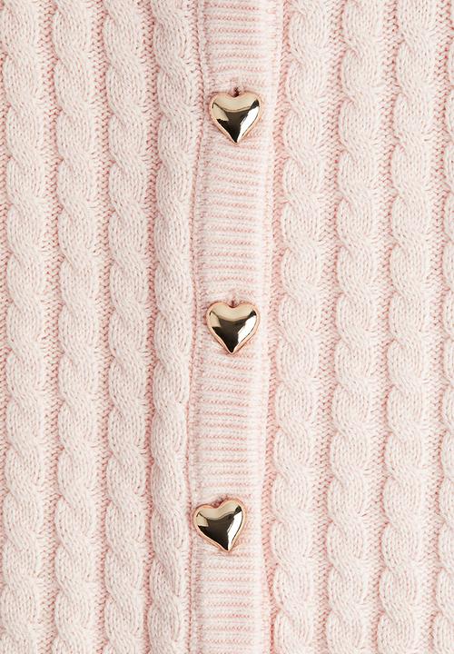 H&M - Cable-knit cardigan - light pink 