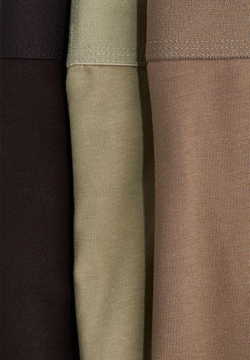 H&M - 3-Pack mid trunks with lycra® - green/beige/brown