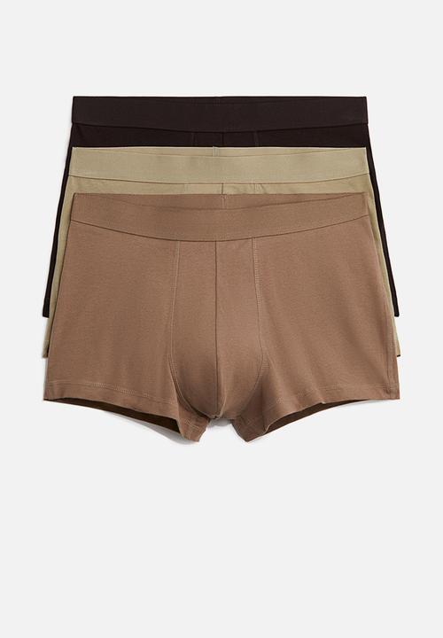 H&M - 3-Pack short trunks with lycra® - green/beige/brown