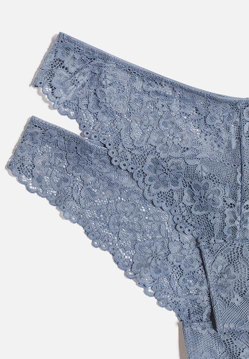 H&M - 2-pack lace brazilian briefs - blue