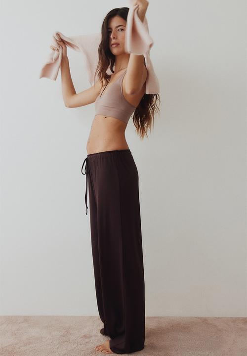 H&M - Pointelle pyjama bottoms - dark brown 