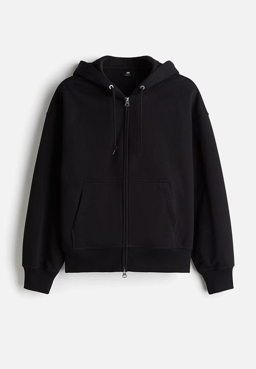 Oversized fit zip-through hoodie - black - 1240531009