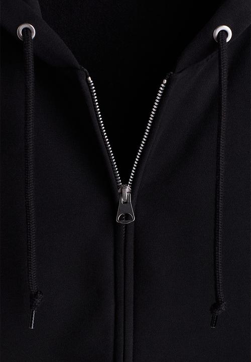 H&M - Oversized fit zip-through hoodie - black