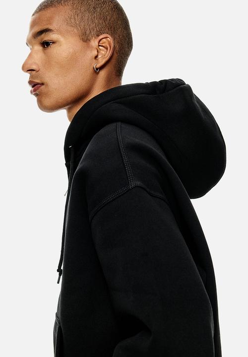 Oversized fit zip-through hoodie - black - 1240531009