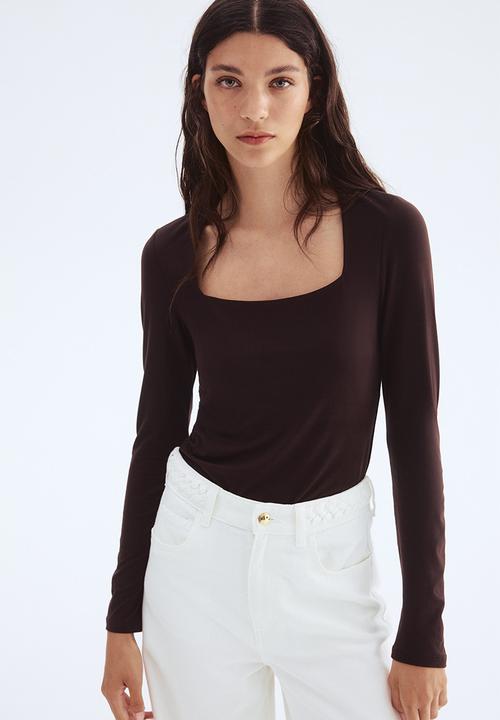 H&M - Long-sleeved jersey top - dark brown