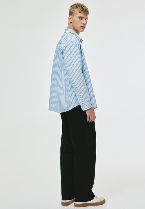 H&M - Loose fit poplin shirt - blue pinstriped