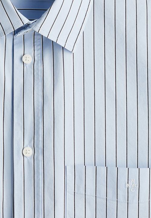 H&M - Loose fit poplin shirt - blue pinstriped