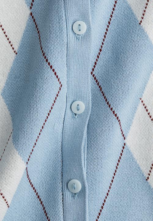 H&M - Fine-knit waistcoat - light blue/argyle pattern