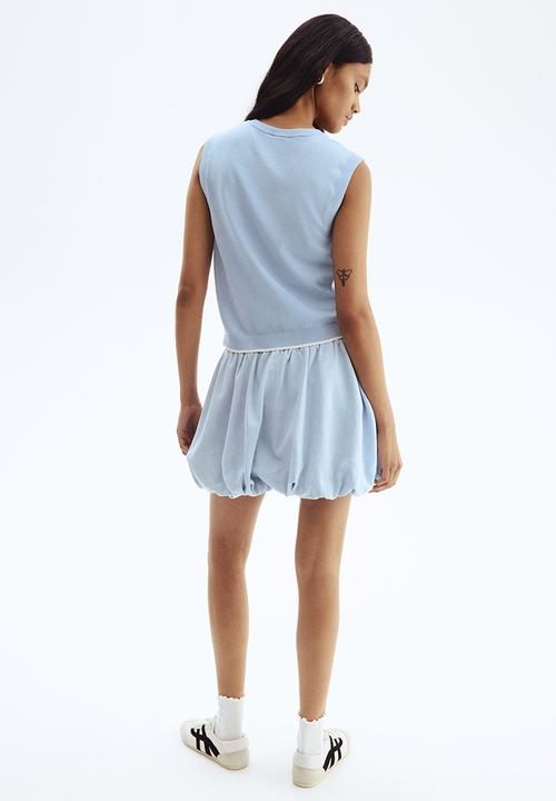 H&M - Fine-knit waistcoat - light blue/argyle pattern