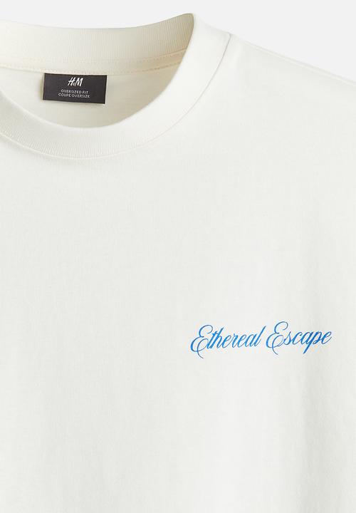 H&M - Oversized fit printed t-shirt - white ethereal escape