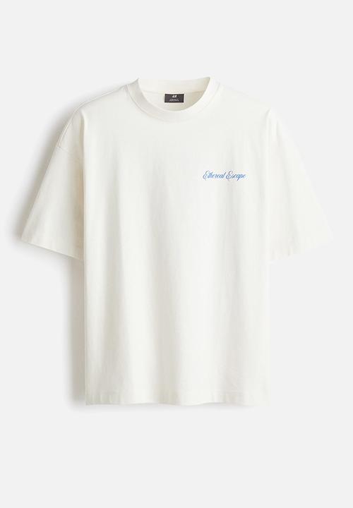 H&M - Oversized fit printed t-shirt - white ethereal escape