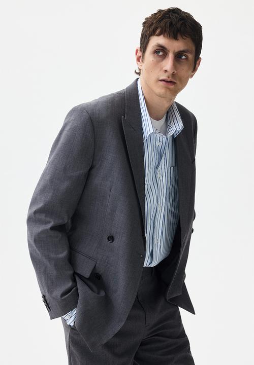 H&M - Relaxed fit double-breasted jacket - grey