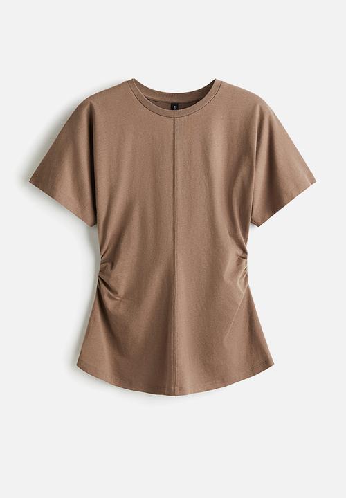 H&M - Ruched T-shirt - dark beige