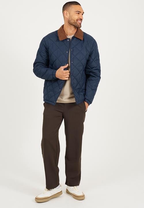 Brave Soul - Quilted Padded Coach Jacket - Navy