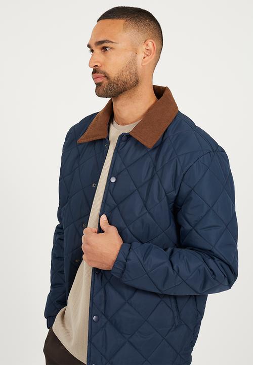 Brave Soul - Quilted Padded Coach Jacket - Navy