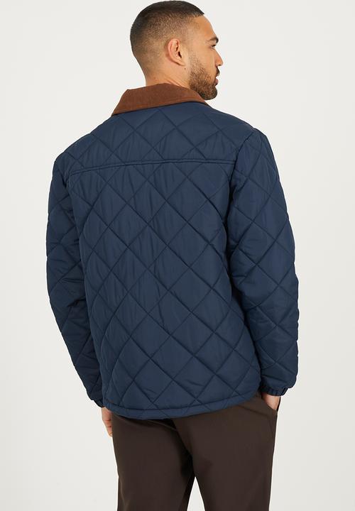 Brave Soul - Quilted Padded Coach Jacket - Navy