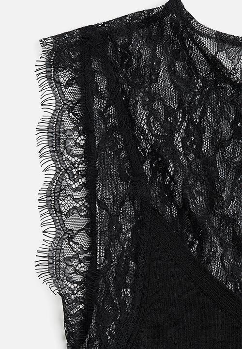 H&M - Lace-detail top - black