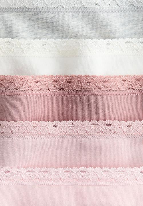 H&M - 5-pack cotton briefs - light pink & light grey marl 