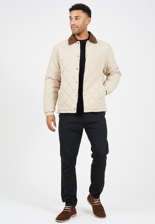 Brave Soul - Quilted Padded Coach Jacket - Stone