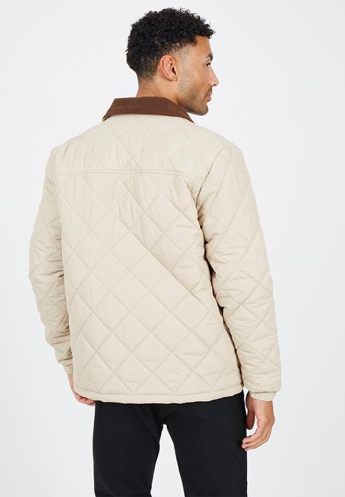 Brave Soul - Quilted Padded Coach Jacket - Stone