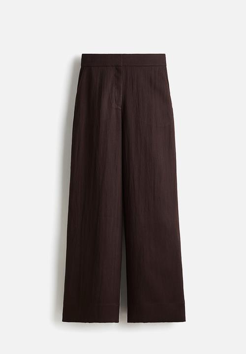 H&M - Wide twill trousers - dark brown