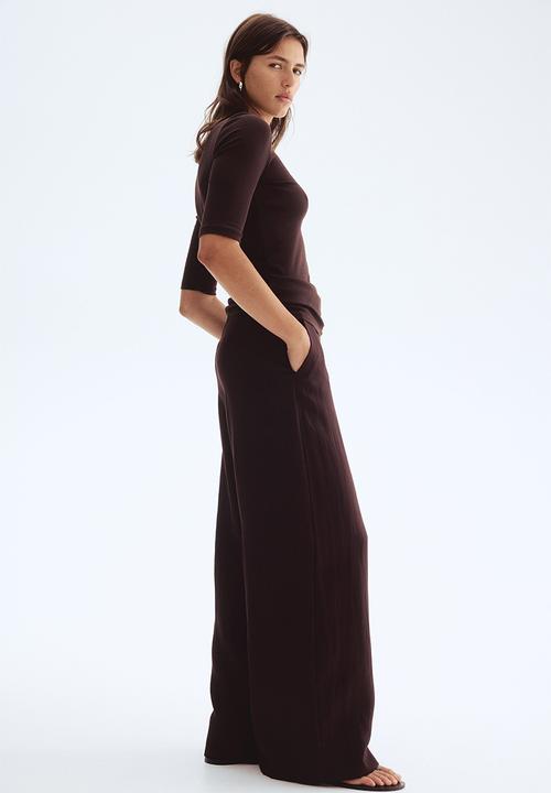 H&M - Wide twill trousers - dark brown