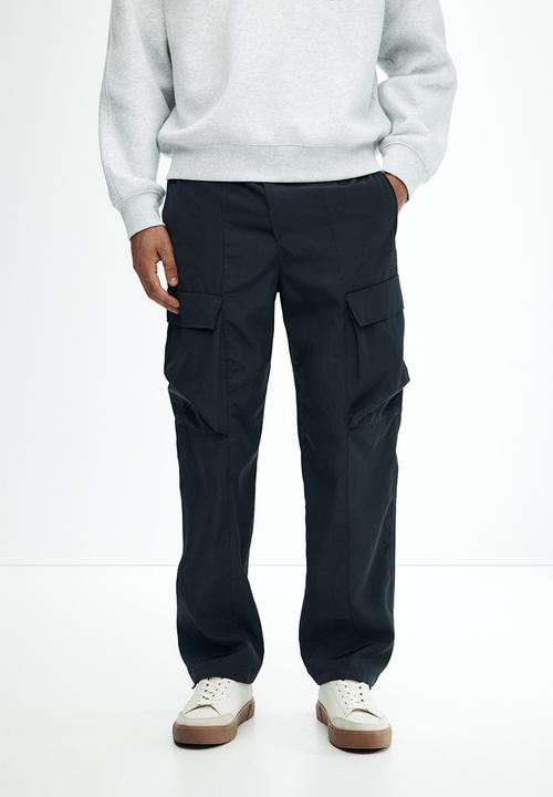 H&M - Relaxed fit nylon cargo trousers - steel blue
