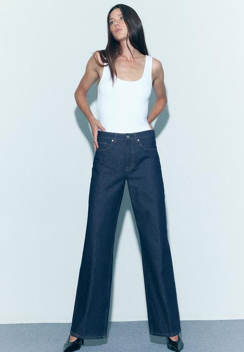 H&M - Wide high jeans - dark denim blue
