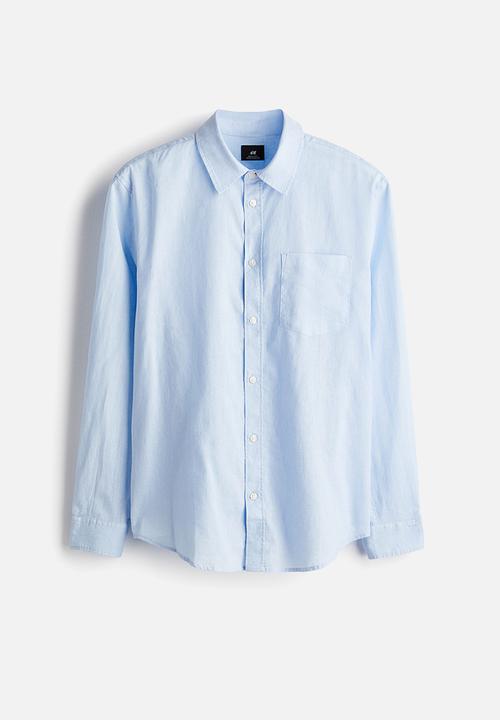 H&M - Regular fit linen-blend shirt - light blue