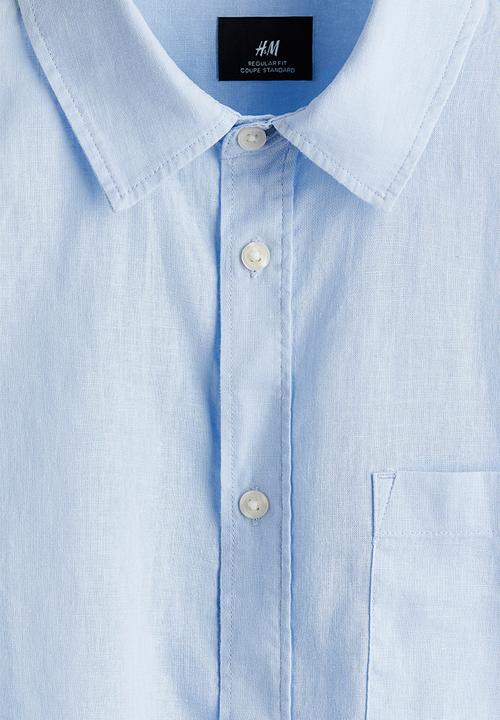 H&M - Regular fit linen-blend shirt - light blue