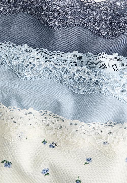 H&M - 3-Pack cotton and lace hipster briefs - white/floral 