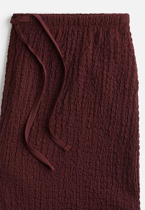 H&M - Crinkled drawstring trousers - burgundy