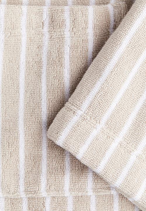 H&M - Cotton terry dressing gown - light beige striped