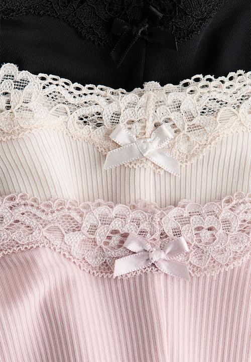 H&M - 3-Pack microfibre and lace hipster briefs - light pink/black