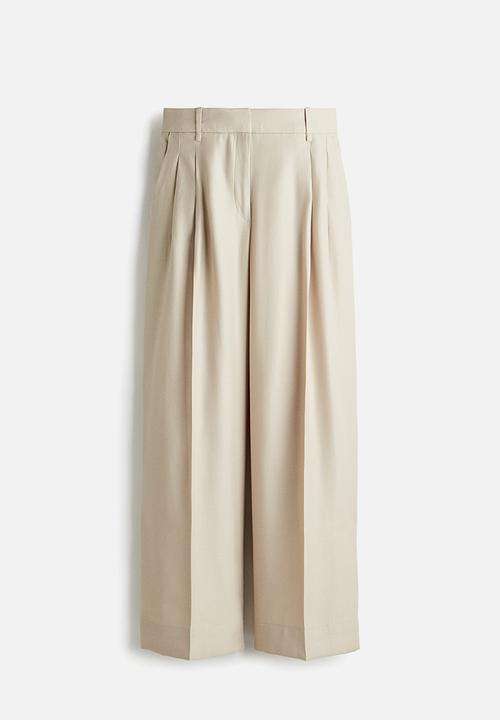 H&M - Wide tailored trousers - light beige