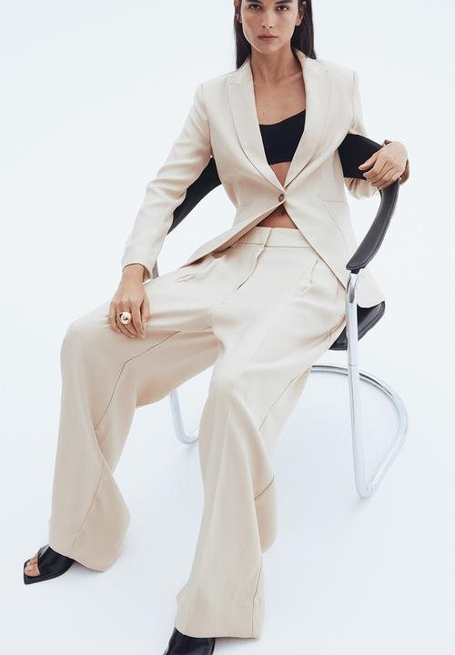 H&M - Wide tailored trousers - light beige