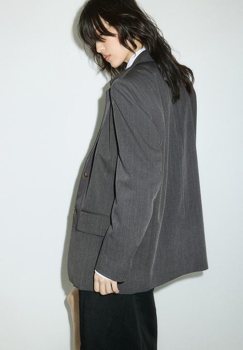 H&M - Long blazer - dark grey pinstriped