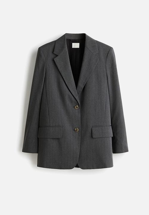 H&M - Long blazer - dark grey pinstriped