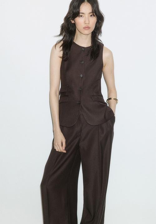 H&M - Wide tailored trousers - dark brown