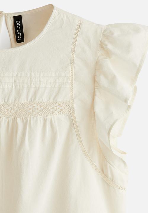 H&M - Lace-inset peplum blouse - cream