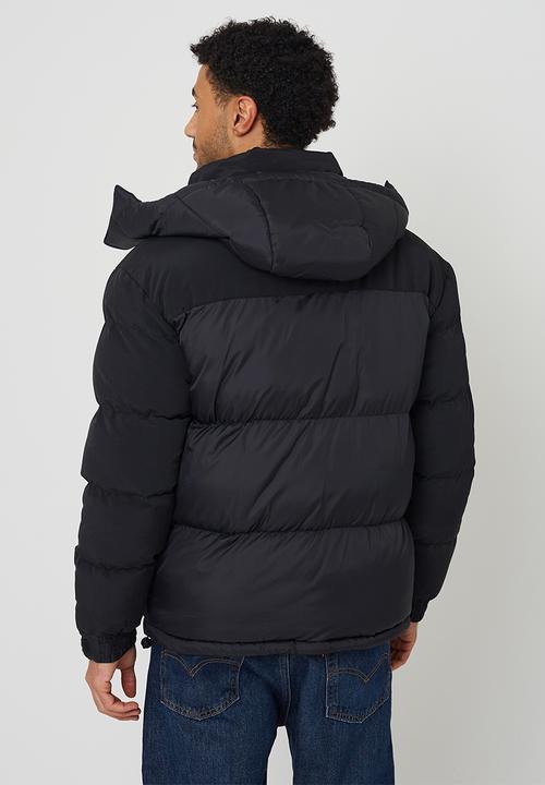 Brave Soul - Oversized Zip Throughpadded Jacket With Hood - Black