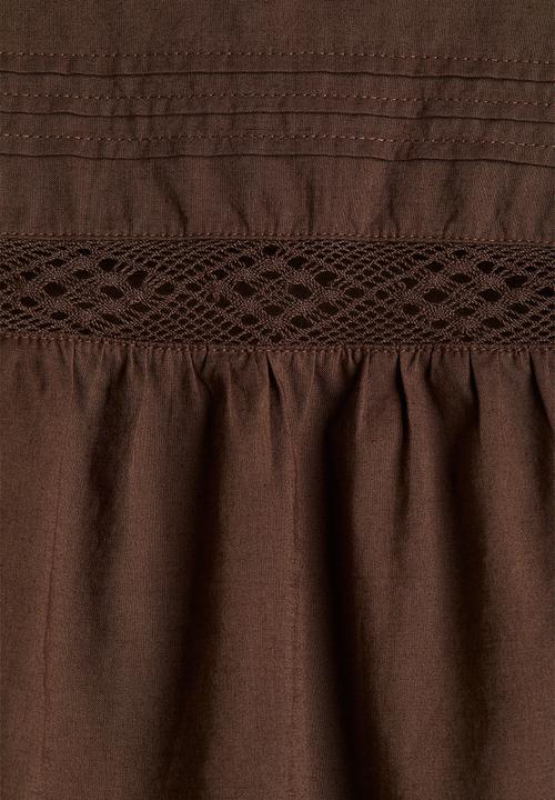 H&M - Lace-inset peplum blouse - brown