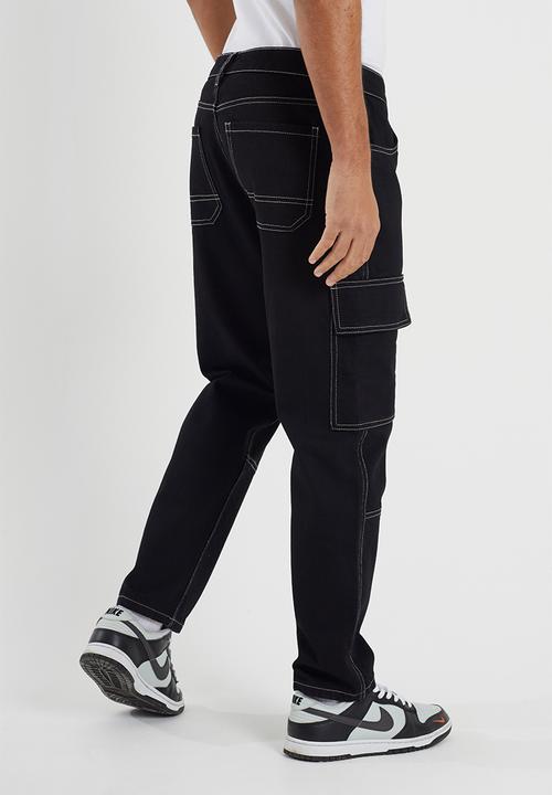 Brave Soul - Loose Fit Cargo Denim Jean - Black Long Length