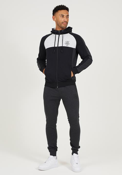Brave Soul - Zip High Neck Hoodie With Matching Joggers - Black/Charc Marl/Grey Marl